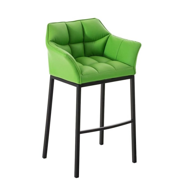 Baari stool, korkea kaksiosainen tuoli, neliömäinen PVC-istuin vihreä, 4 tukevat jalkaa mustasta metallista 10_0004687 Metall