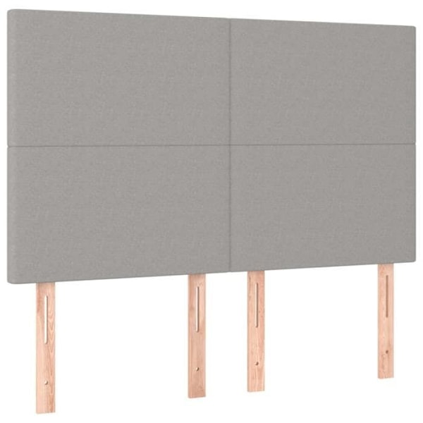 Sängynpääty lisävaruste makuuhuoneeseen LED-huonekalu 144 x 5 x 118/128 vaalea harmaa kangas