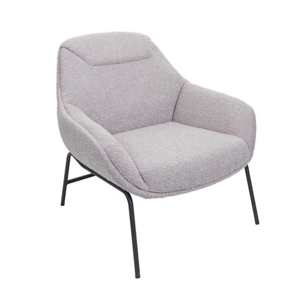 Lounge-tilatuoli rentoutumiseen, ylimääräinen kokoinen, vaaleanharmaasta boucle-kankaasta ja metallista 04_0006854 Grå