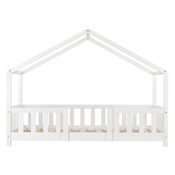 Säng för barn - Ej specificerat - Stuga Hus - Vit fur - 80x160 cm - Säkert med barriär