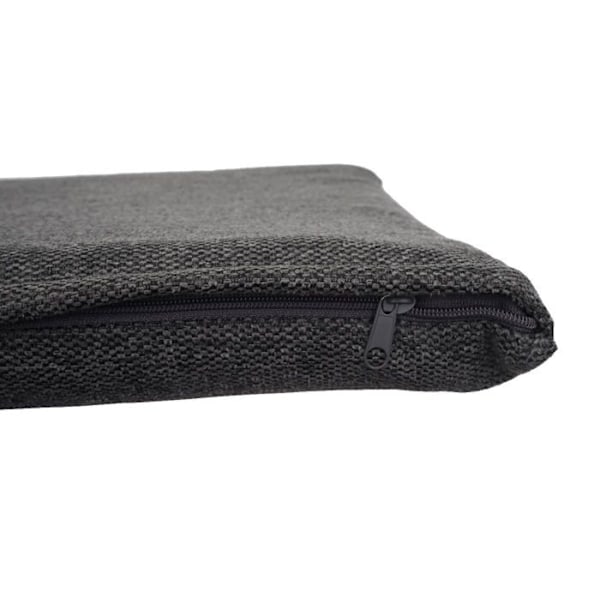 Soffa fåtölj med avrundade hörn och kanter i mörkgrått tyg/textil 04_0003162 Grå