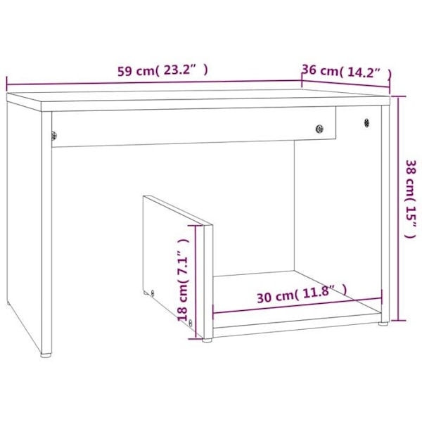 Konsolbord til entre, stue møbel, røgfarvet eg 59 x 36 x 38 cm, brun ingeniørtræ DEC032394 kastanj