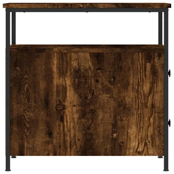 Natbord med skuffer og hylde 30 x 60 x 60 cm brun ingeniørtræ og jern DEC033537 kastanj