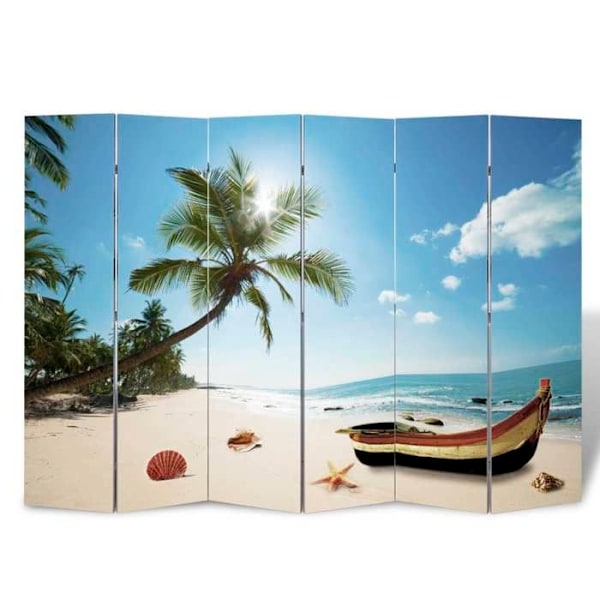 Skärmvägg avskiljare fällbar rumdelare 6 paneler 217 x 170 cm stranddesign DEC031173 Flerfärgad