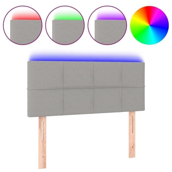 Hovedgærde til seng med LED-Møbel, 80 x 5 x 78/88, lys grå stof Ljusgrått