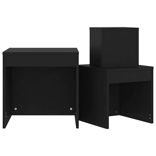 Set med 3 stapelbara sidobord, soffändsbord, växtstöd i svart spånskiva DEC032730 Svart