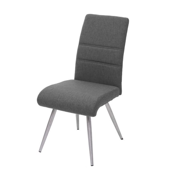 Set med 6 matstolar för köket i tyg/textil med dekorativa sömmar i gråbrunt och ram i stål 04_0000856 Grå