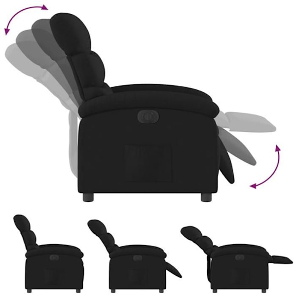 Fauteuil relax TV med elektrisk tilt-funktion, meget komfortabel i sort stof DEC028508 Svart