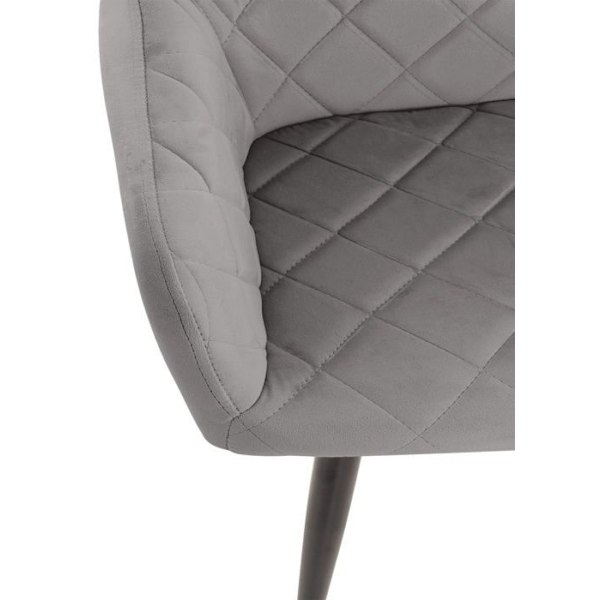 Retro design ruokapöydän tuoli, koristeelliset timanttikuvioiset päälliset, harmaa kangasistuin 10_0002108 Grå