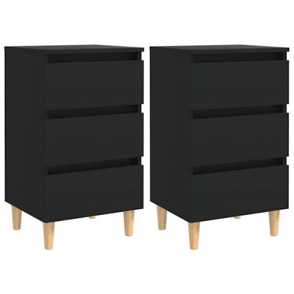 Sæt med 2 natborde med 3 skuffer 40 x 35 x 69 cm sort ingeniørtræ DEC035947 kastanj