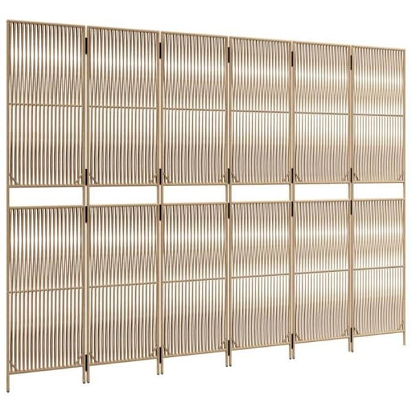 Paravent separator för rum väggpanel 6 paneler i flätad resin beige DEC031040 Beige
