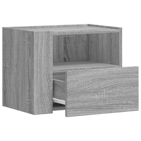 Væghængt natbord med skuffe og åbent rum 45 x 30 x 35 cm grå ingeniørtræ DEC034333 kastanj