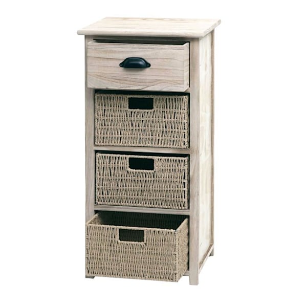 Kommode med skuffe og 3 kurve 83x40x29 cm naturlige kurve lys brun 04_0006507 kastanj