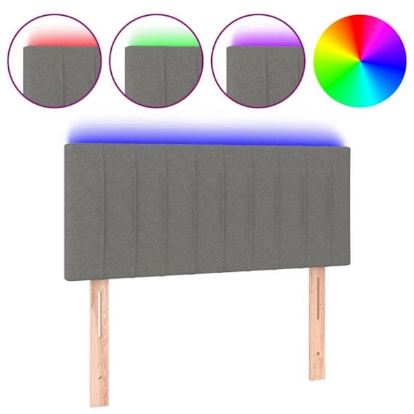 Hovedgærde til seng med LED-møbel 100 x 5 x 78/88 mørkegrå stof Mörkgrå