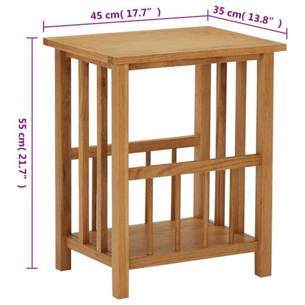 Porte-revues sidetable 45 x 35 x 55 cm i brunt egetræ DEC032579 kastanj