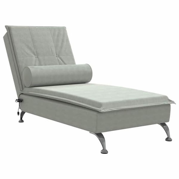 Meridienne chaise longue för inomhusmassage med grå velour kuddar DEC026148 Grå