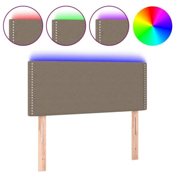 Hovedgærde til soveværelset med LED-møbel 90 x 5 x 78/88 taupe stof