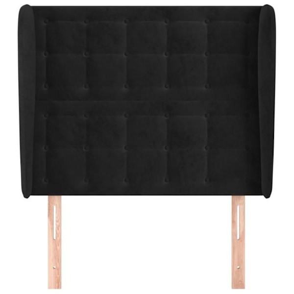 Sänggavel tillbehör sovrum möbel klädd med sidokant 103 x 23 x 118/128 cm Svart sammets tyg TD