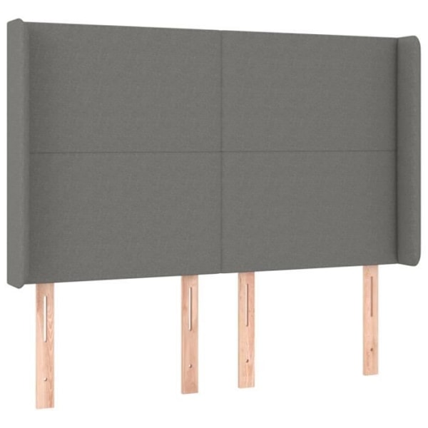 Hovedgærde til soveværelse med sidekant 147 x 16 x 118/128 mørkegrå stof