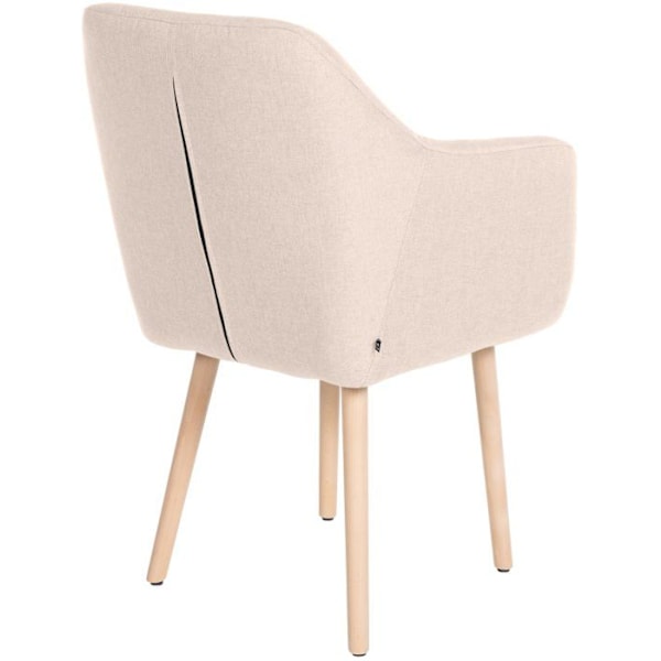 Lounge stol med armstøtter, fire robuste ben i lyst træ, sæde i beige stof 10_0003487 Beige