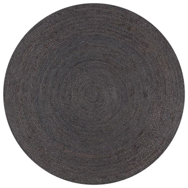 Matta - Jute - Rund 150 cm - Mörkgrå - Natur - Inomhus Mörkgrå