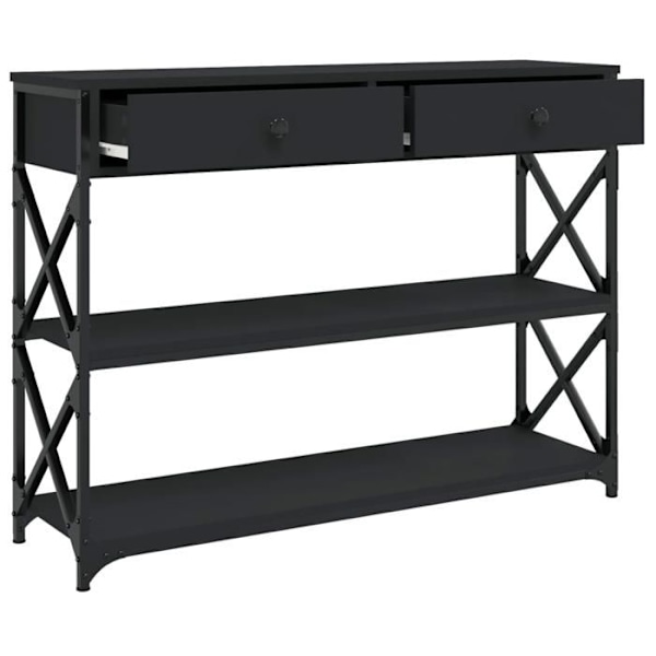 Funktionsdygtig og stilfuld konsolbord med skuffer og hylder 100 x 28 x 75 cm engineering træ sort og metal DEC032061 kastanj