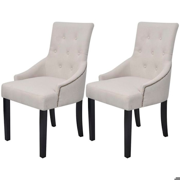 Matstolar - Set om 2 - Modern - Gråkräm - Armstöd - Massiv trä Gräddgrå