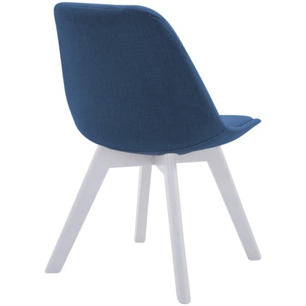 Matsalsstol x1 skandinavisk design i blått tyg med 4-fots ben i vitt trä 10_0003311 Vit