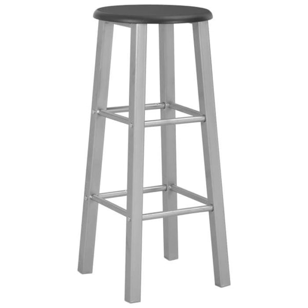 Sæt med 2 barstole højde 70 cm, struktur i sølvfarvet stål + sæde i sort MDF DEC029605 Silver