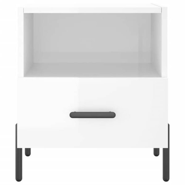 2 kpl yöpöytiä avoimella osastolla ja laatikolla 40 x 35 x 47,5 cm valkoista insinööripuuta ja rautaa DEC034997 Vit