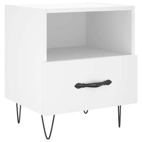 Sæt af 2 natborde med skuffe og åbent rum 40 x 35 x 47,5 cm hvidt ingeniørtræ DEC034922 Vit