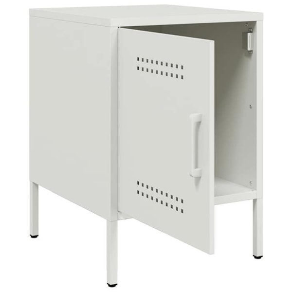 Nattelys med opbevaringsrum med dør 36 x 39 x 50,5 cm hvidt stål DEC033306 Vit