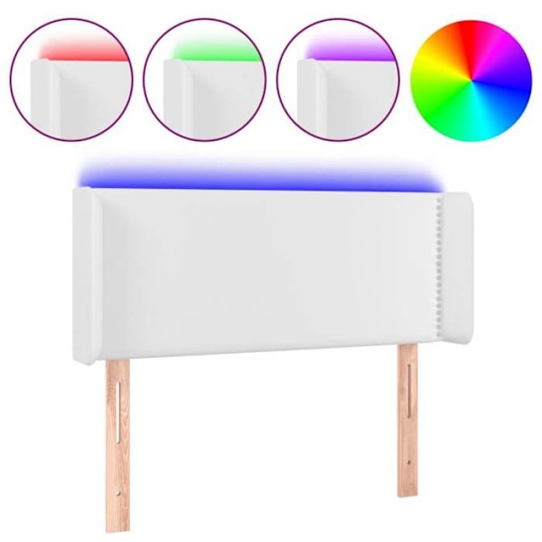 Hovedgærde - LED - 103x16x78/88 cm - Kunstlæder hvid - Moderne stil - Moderne design Vit