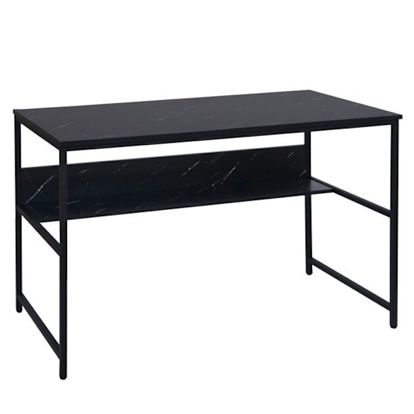 Bureau table d'ordinateur avec paroi arrière sous le plateau de table en métal MDF 120 x 60 cm aspect marbre noir 04_0006060 Metall