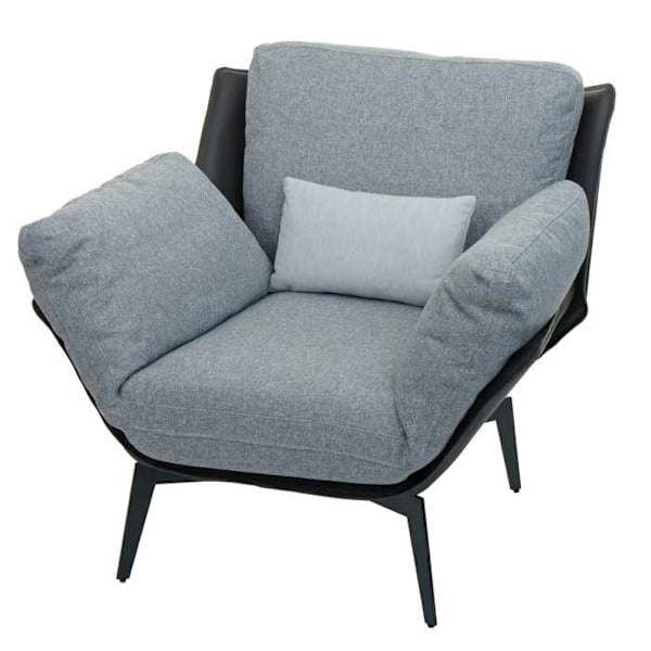 Mustikka pitkä nojatuoli, pehmustettu cocktail, rentoutumiseen PVC-musta ja harmaa kangas, musta metalli 04_0006841 Grå
