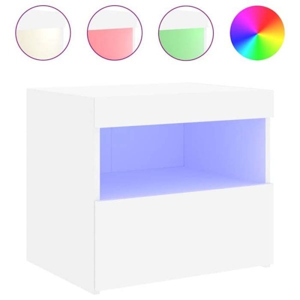 Sats av 2 sängbord med LED-lampor och låda 50 x 40 x 45 cm vit ingenjörsträ DEC035932 Vit