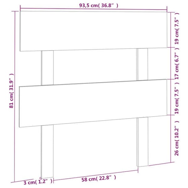 Sängynpääty lisävaruste makuuhuone kaluste 93,5 x 3 x 81 valkoinen puu