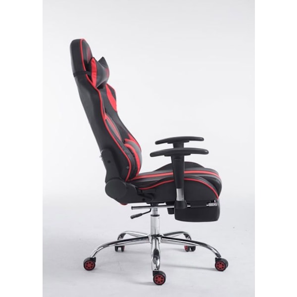 Gamer kontorstol med udtrækbarfodstøtte, vippefunktion i sort/rød PVC 10_0002746 Svart