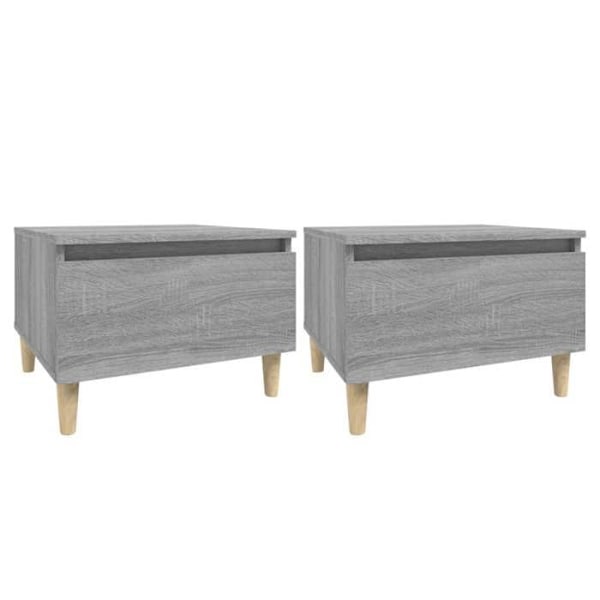 Sæt med 2 sideborde med skuffe 50 x 46 x 35 cm i grå ingeniørtræ DEC032649 kastanj