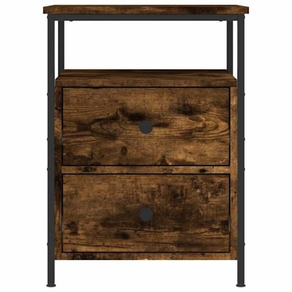 Natbord med to skuffer og hylde 44 x 45 x 60 cm ingeniøse træ brun og jern DEC033651 kastanj