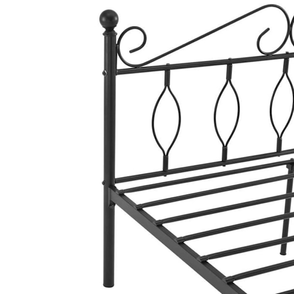 "Lit simple yksi henkilö vahvasta metallista mustilla metallilastreilla 90 x 200" Svart