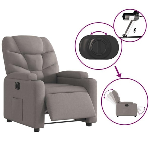 Recliner TV med elektrisk lutningsfunktion mycket bekväm i taupe tyg DEC028570 Guld