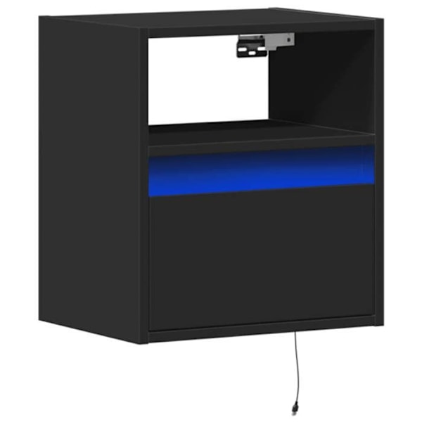 Seinänojatuoli LED-valoilla, joissa on laatikko ja musta MDF-osio DEC034205 kastanj
