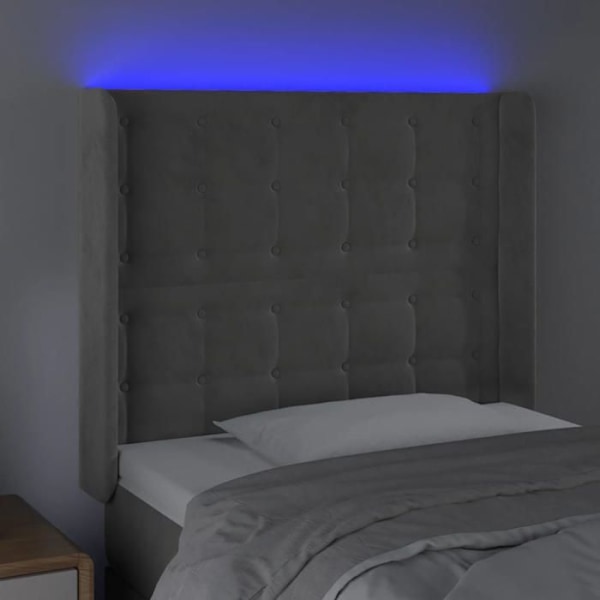 Senggavl tilbehør til soveværelse møbel med LED 83 x 16 x 118/128 cm lysegrå velour TDL0201256