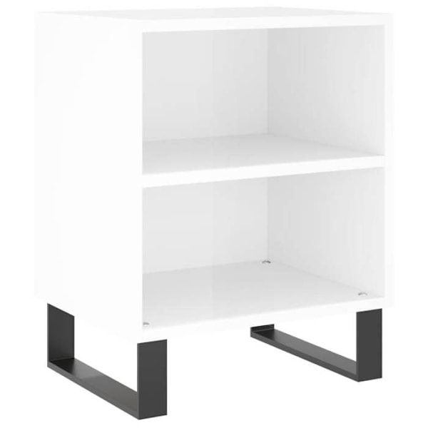 Sæt med 2 natborde med hylder 40 x 30 x 50 cm i hvidt ingeniørtræ og jern DEC035789 Vit
