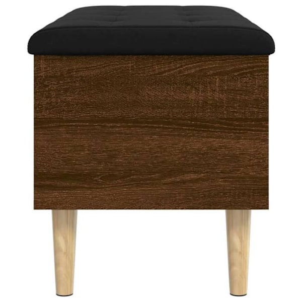 Bänk bänk för förvaring med svart sittkudde 82 x 42 x 46 cm ingenjörsträ färg ekbrun DEC024745 kastanj