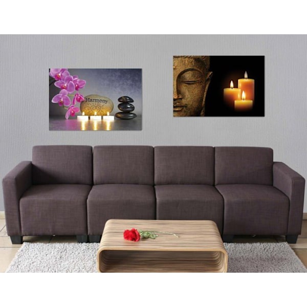 Väggdekorationstyg med 2 LED-lampor, upplyst tavelmotiv Buddha