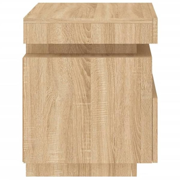 Natbord med skuffe og LED 40 x 39 x 48,5 cm i ingeniørtræ farve egetræ DEC032831 kastanj