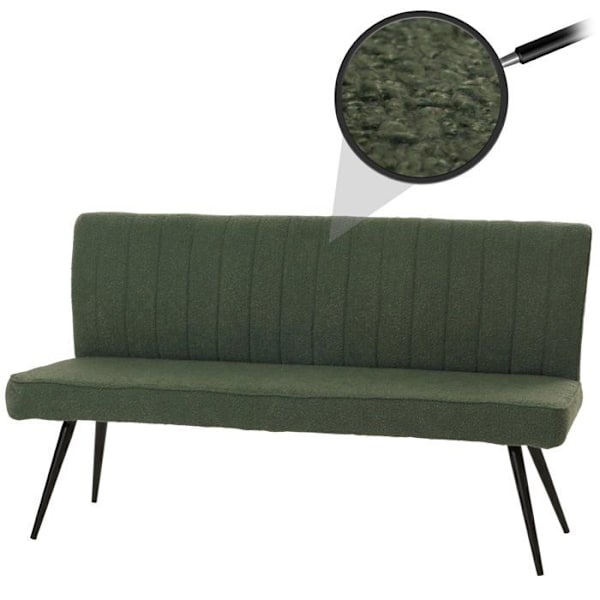 Bordplade til spisebord med polstret ryg i grøn boucle stof og metal 160 cm 04_0005864 Metall