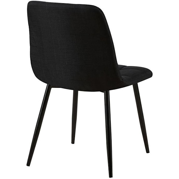 Spisebordsstol x1 med firkantede dekorative syninger i sort stof og sort metal 10_0002139 Metall